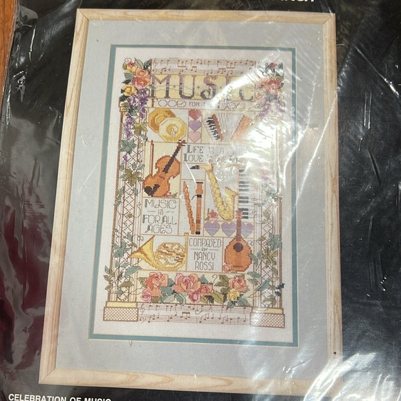 Bucilla Celebration of Music Cross Stitch Kit Vintage  10X16 1990 NIP: - Picture 2 of 6